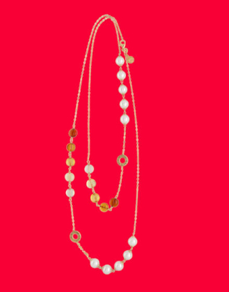 Collar largo de perlas Majorica y cristales de murano, majorica long necklace with pearls and murano glass