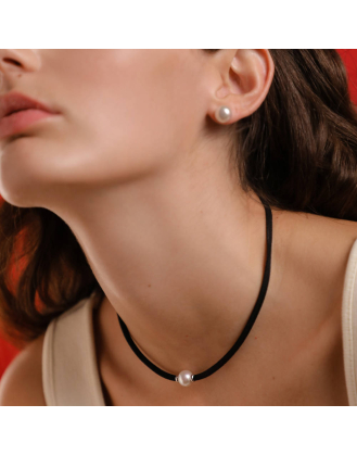 Sifnos adjustable unisex elastic necklace black
