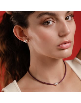 Sifnos adjustable unisex elastic necklace magenta