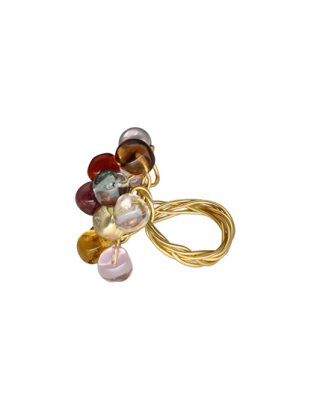 Anillo con perlas y cristales de murano, Majorica ring with pearls and murano glass