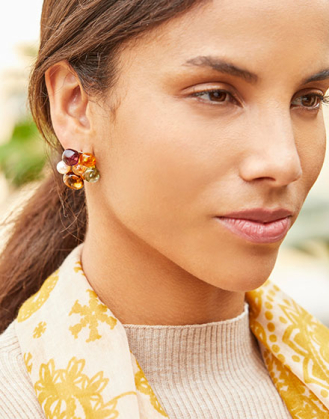 Pearl flower earrings Corfú with Murano glass 