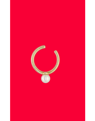Pendiente Earcuff Kéa dorado con perla redonda central