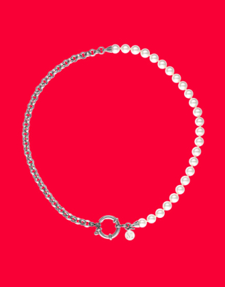 Collar Ibiza combinado perlas y acero 38 cm, Majorica pearl necklace stainless steel