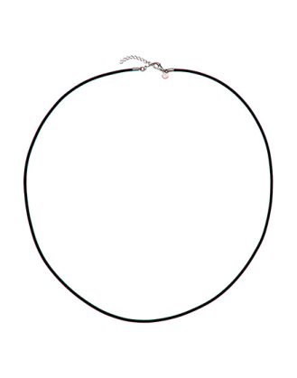 Collar de cuero negro Majorica, long black leather necklace