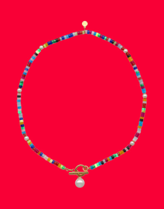 Collar de cuarzos y perla Majorica, majorica quartz and pearls necklace