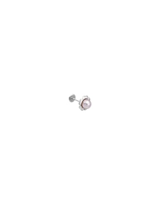 Piercing oreja flor colección Cos con perla rosa de 4mm