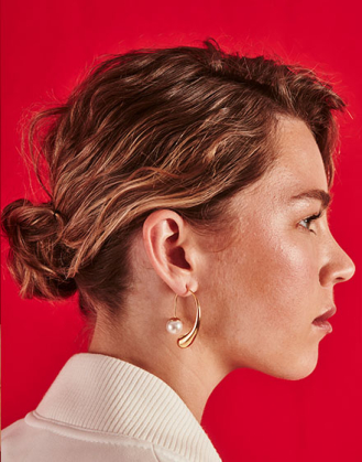 Juno drop-shaped hoop earrings in golden steel