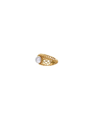 Openwork Etna medium ring in gold-plated silver