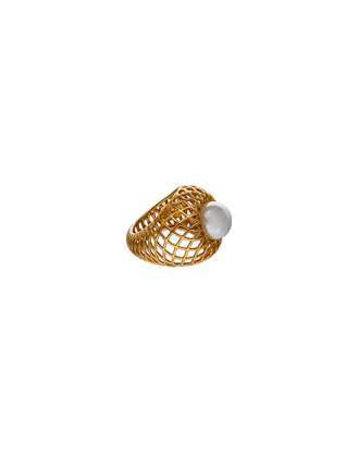 Openwork Etna large ring in gold-plated silver