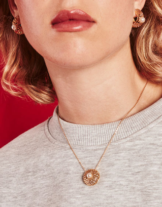 Etna necklace in gold-plated silver and round pearl 37cm