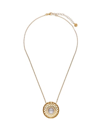 Etna necklace in gold-plated silver and round pearl 42cm