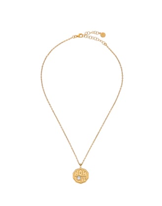Gold plated Mom Love necklace with gold pendant | Majorica Pearls