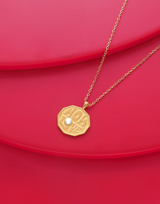 Mom Love necklace with gold pendant