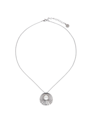 Inox Steel Le Palm white pearl steel necklace | Majorica Pearls