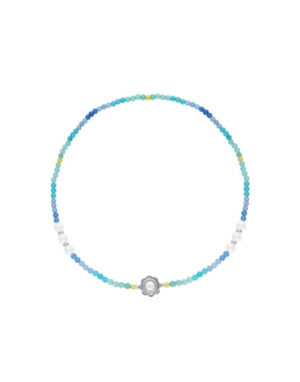 Collar Color Pop Sea con piedras degradé y perlas blancas en Rodhium silver | Perlas Majorica
