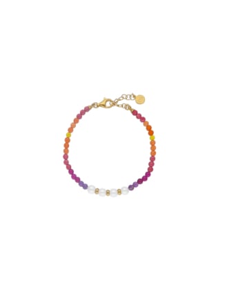 Pulsera Color Pop Sunset piedras degradé y perlas blancas en Gold plated | Perlas Majorica