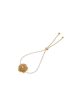 Gold plated Adjustable Clavelina bracelet with white pearl | Majorica Pearls