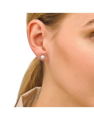 Ohrringe Lyra gold mit weisser Perle 6 mm