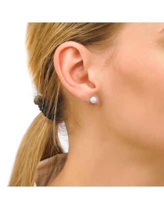 Ohrringe Lyra silber mit weisser Perle 6 mm