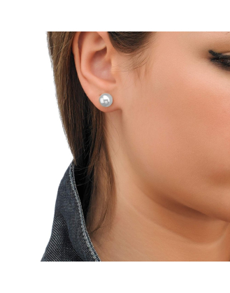 Ohrringe Lyra silber mit weisser Perle 9 mm