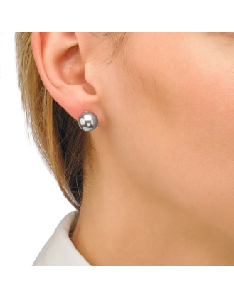 Ohrringe Lyra silber mit grauer Perle 10 mm