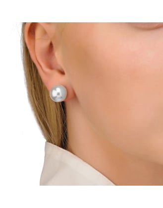 Ohrringe Lyra silber mit weisser Perle 12 mm