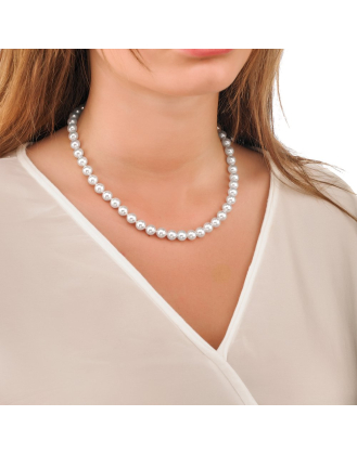Kette Lyra silber mit 8 mm Perlen, 45 cm