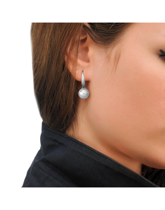 Ohrringe Nuada silber mit weisser Perle 10 mm