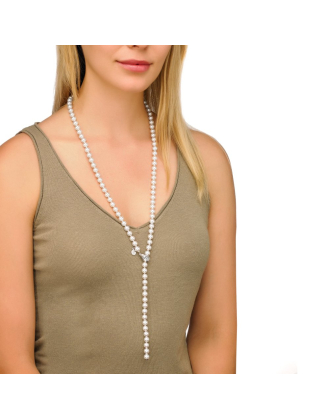 Kette Lyra silber mit 8 mm Perlen, 90 cm