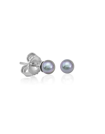 Earrings Cies silver with 4mm gray pearl