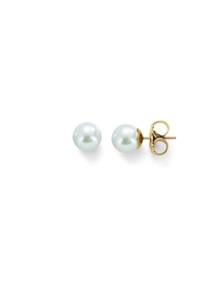 Pendientes Lyra dorados con perla blanca 6mm