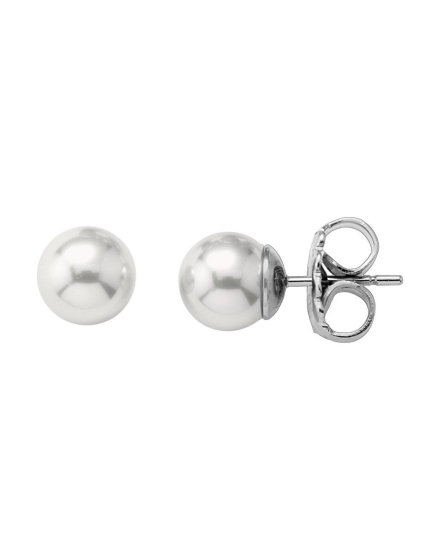 Earrings Lyra silver with 7mm white pearl