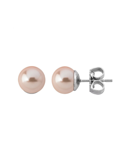Pendientes Lyra plata con perla rosa 10mm