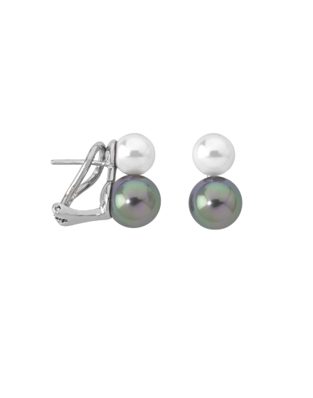 Pendientes de perlas blanca y gris Majorica