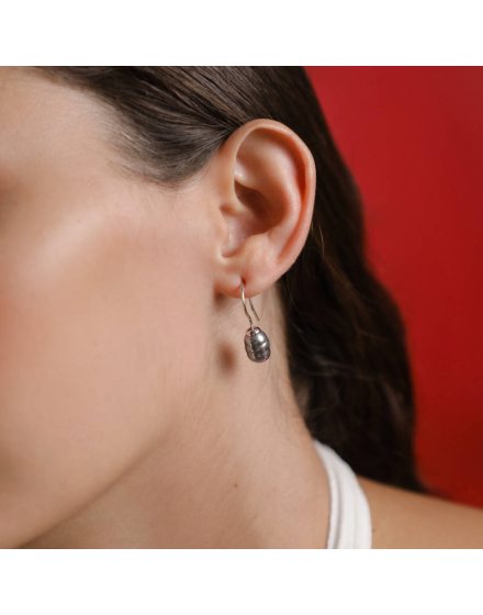 Silver earrings Tender 8mm gray baroque pearl