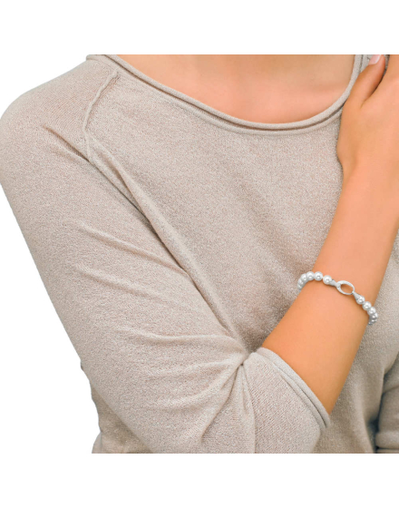 Armband Lyra silber mit 8 mm Perlen und Karabinerverschluss