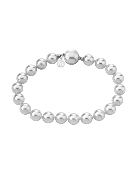 Armband Lyra silber mit 8 mm Perlen und Zungenverschluss