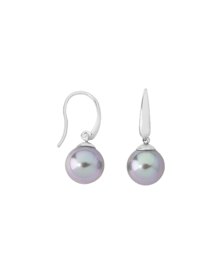 Earrings Nuada silver with 10mm gray pearl