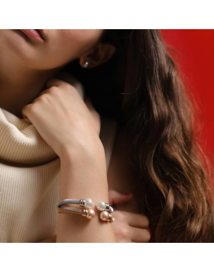 Rose gold plated bracelet Tender salmon pearl