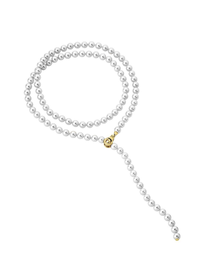 Kette Lyra gold mit 8 mm Perlen, 90 cm