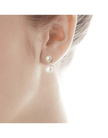 Ohrringe Jour silber mit weissen Perlen 8 und 10 mm