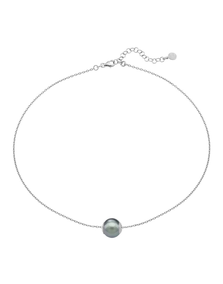 Silver short pendant Nuada 12mm gray pearl
