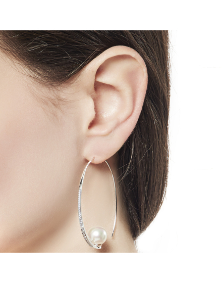 Earrings Isadora steel with zircons big