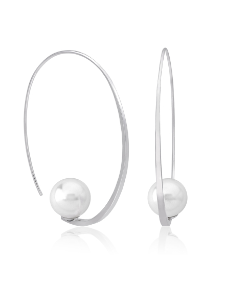 Pendientes de aro y perla Majorica, pearl hoop earrings