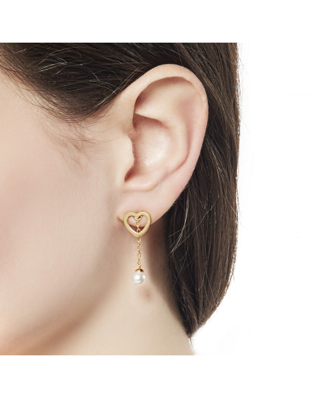 Earrings Pure Love gold plated with 6mm white pearl