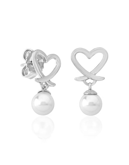 Earrings Pure Love silver with 6mm white pearl