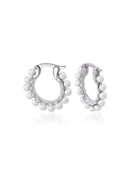Pendientes de aro y perlas Majorica, pearls hoop earrings