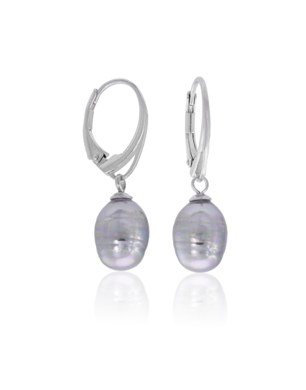 Earrings Lyra silver with 8mm baroque gray pearl