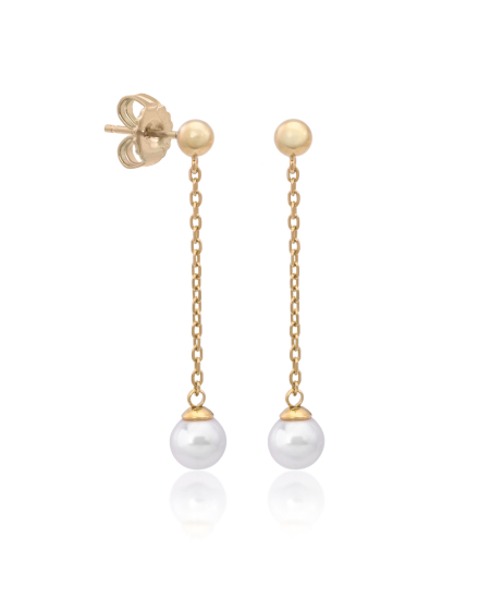 Earrings Ilusion gold plated with 6mm white pearl