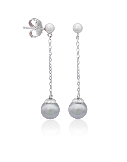Earrings Ilusion silver with 8mm nuage pearl